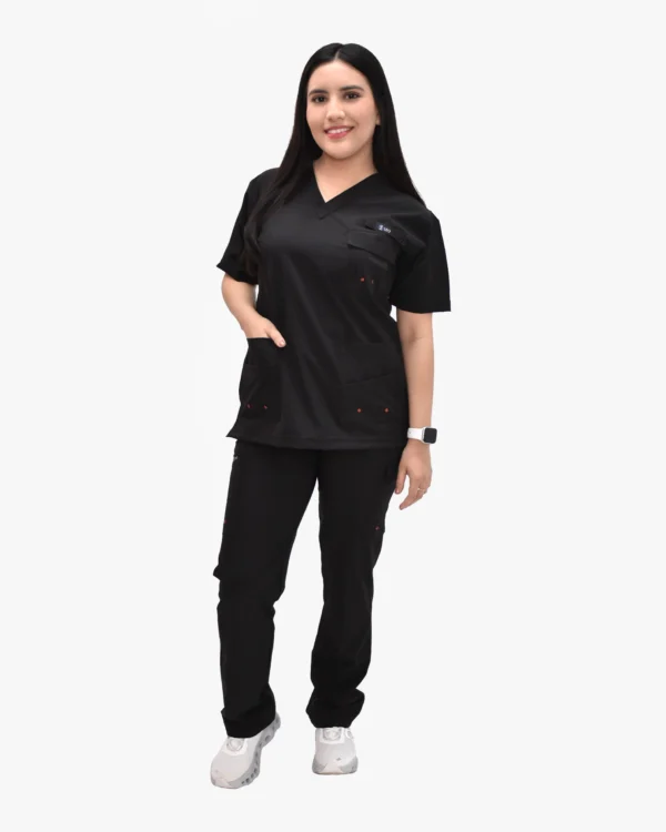 Pantalón <br>Nara <br>Negro con Rojo - Imagen 3