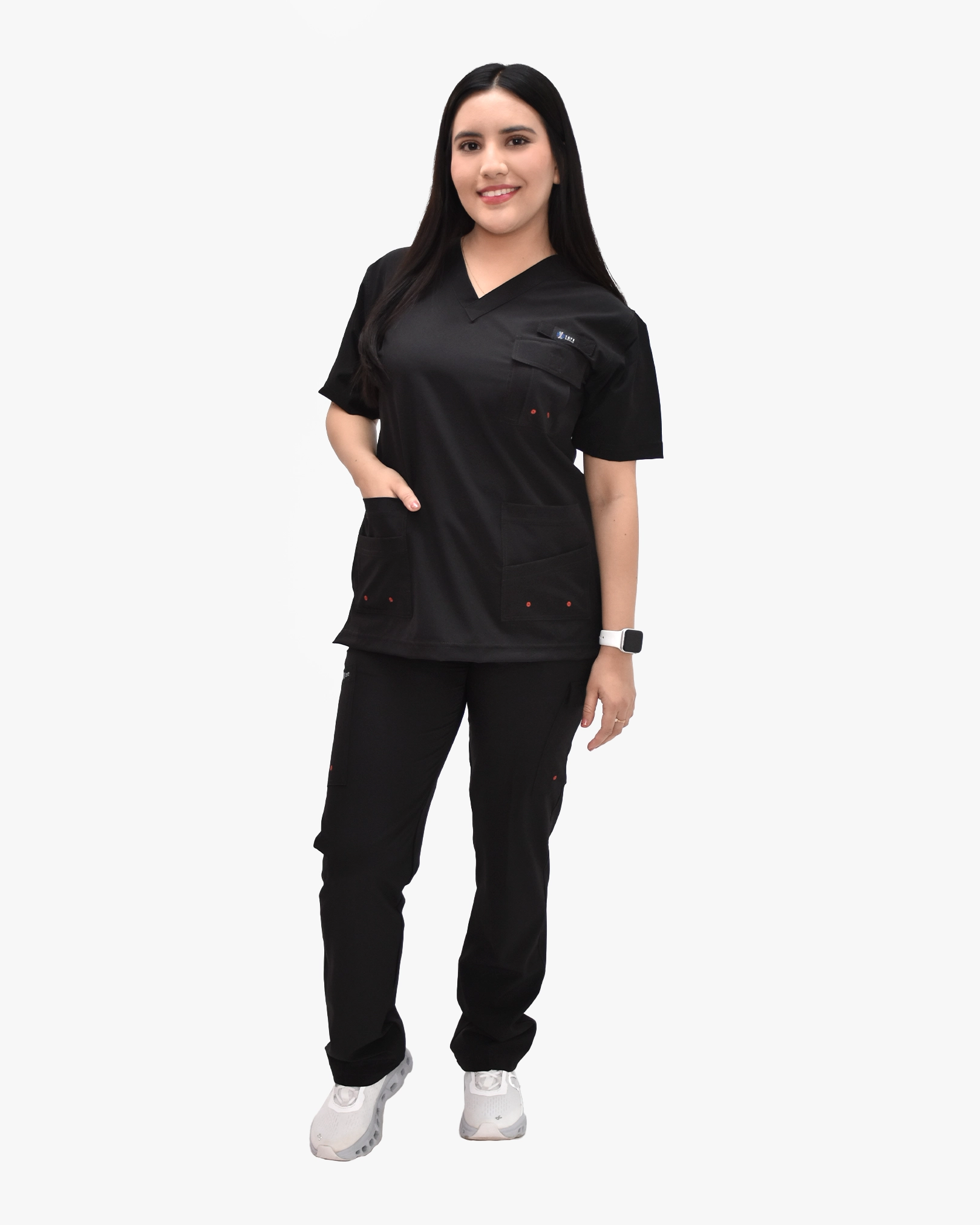 Conjunto <br>Nara <br>Negro con rojo